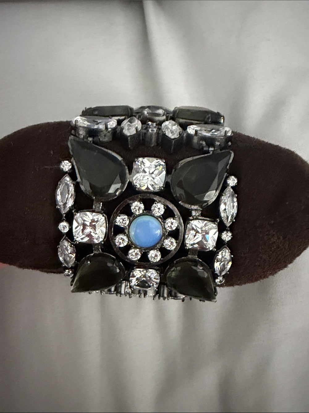 Badgley Mischka Black and Clear Crystal Cuff Watch - Picture 2 of 5